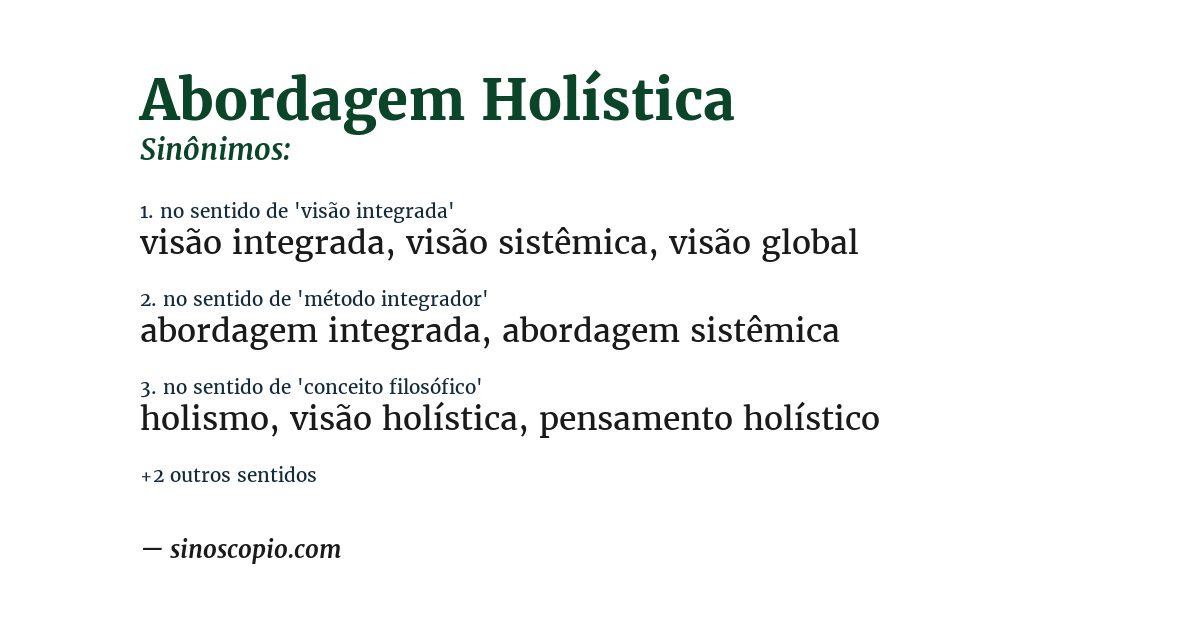 Sinônimo de abordagem holística