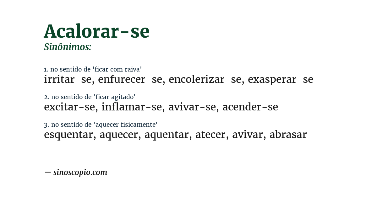 Sinônimo de acalorar-se