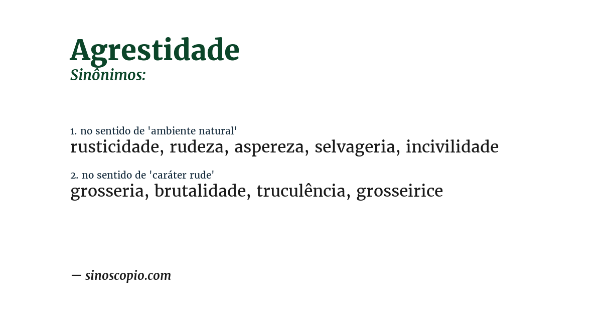 Sinônimo de agrestidade