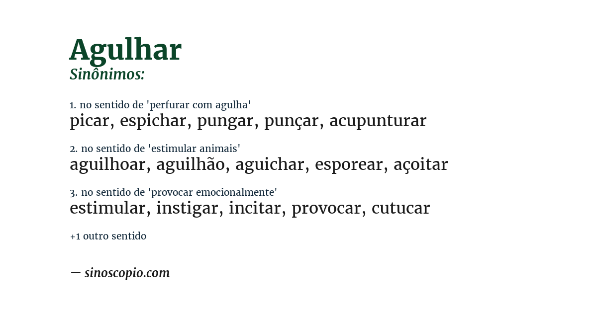 Sinônimo de agulhar