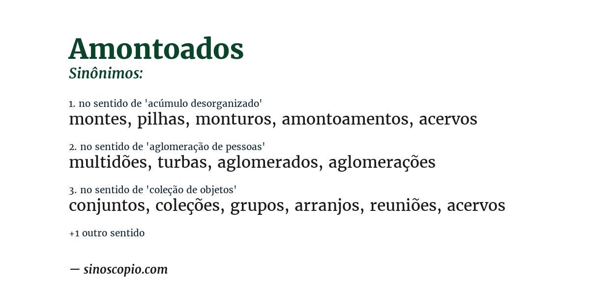 Sinônimo de amontoados