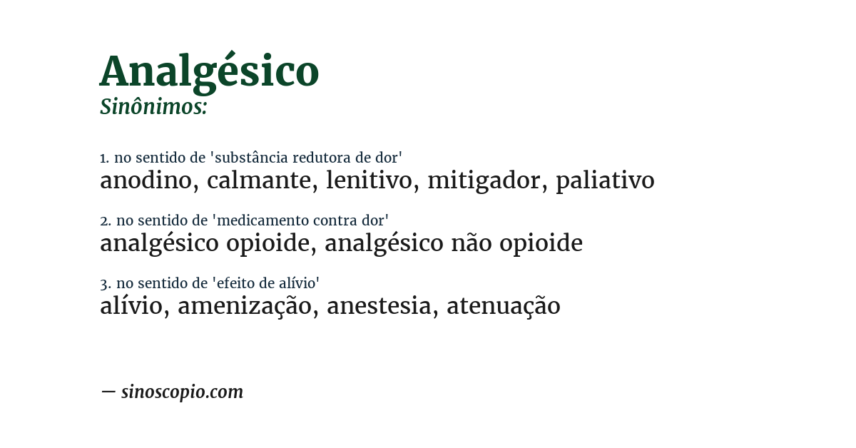 Sinônimo de analgésico