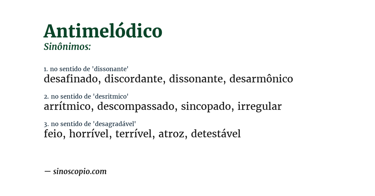 Sinônimo de antimelódico