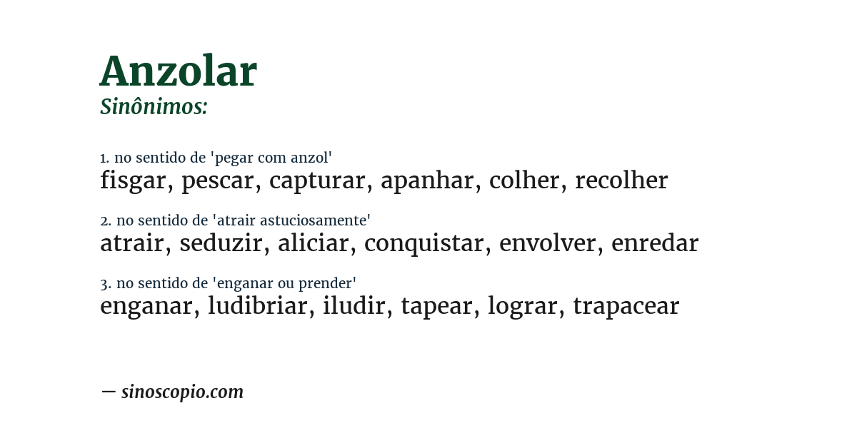 Sinônimo de anzolar