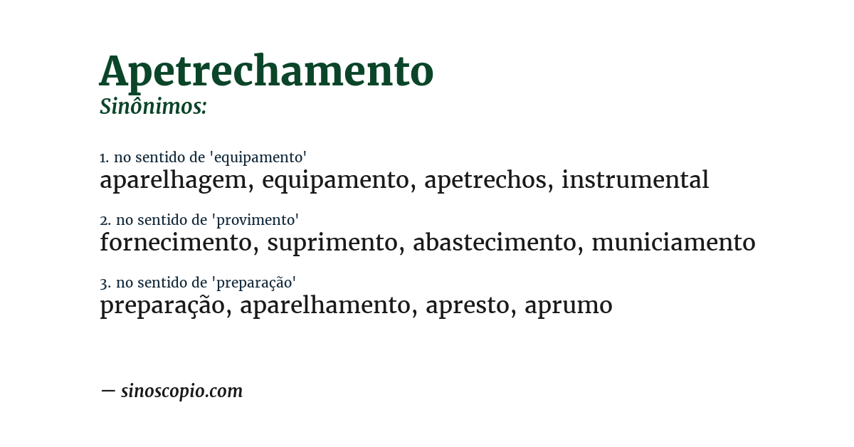 Sinônimo de apetrechamento