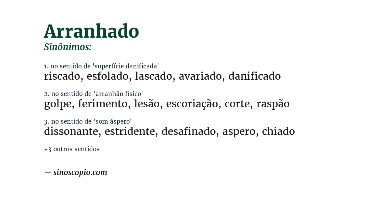 Sinônimo de arranhado