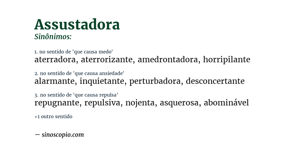 Sinônimo de assustadora