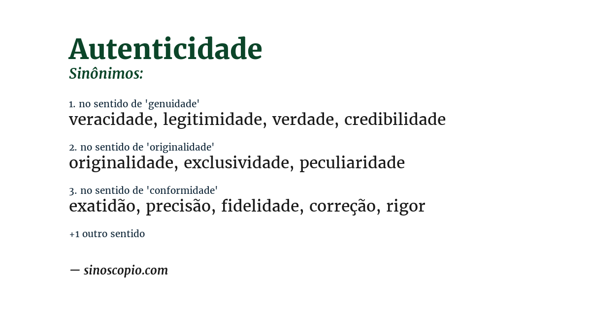 Sinônimo de autenticidade