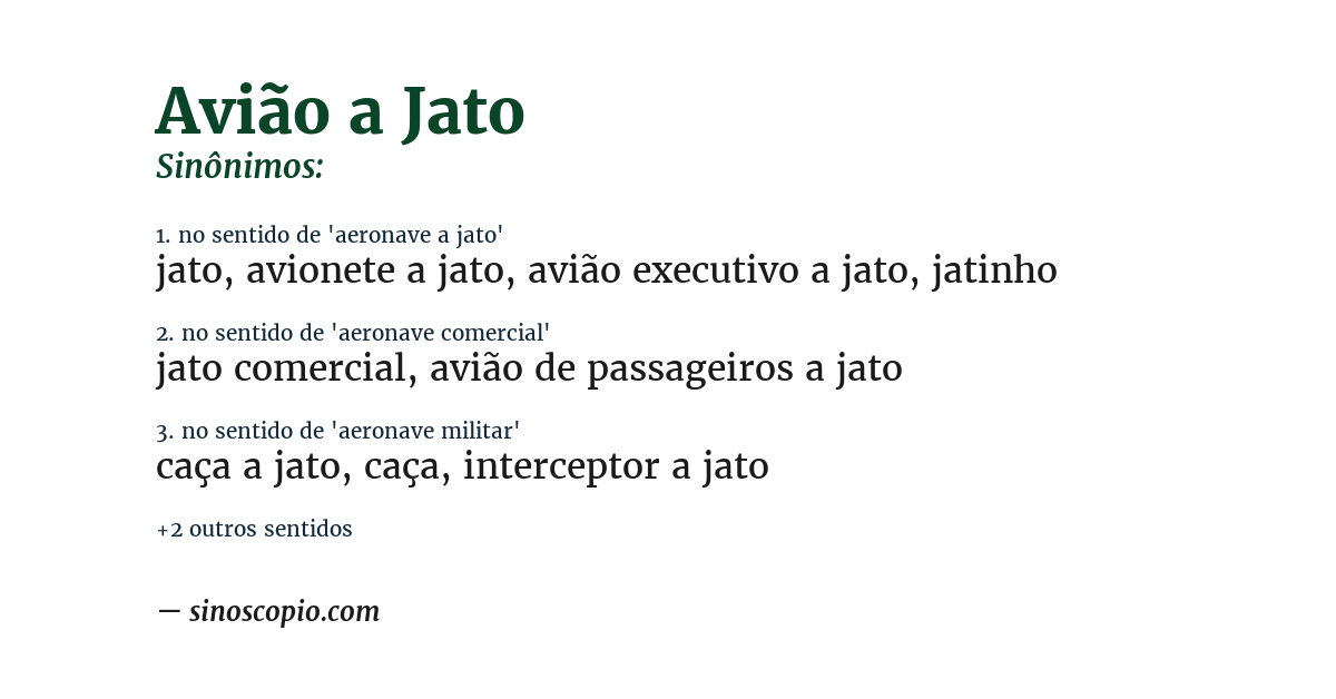 Sinônimo de avião a jato