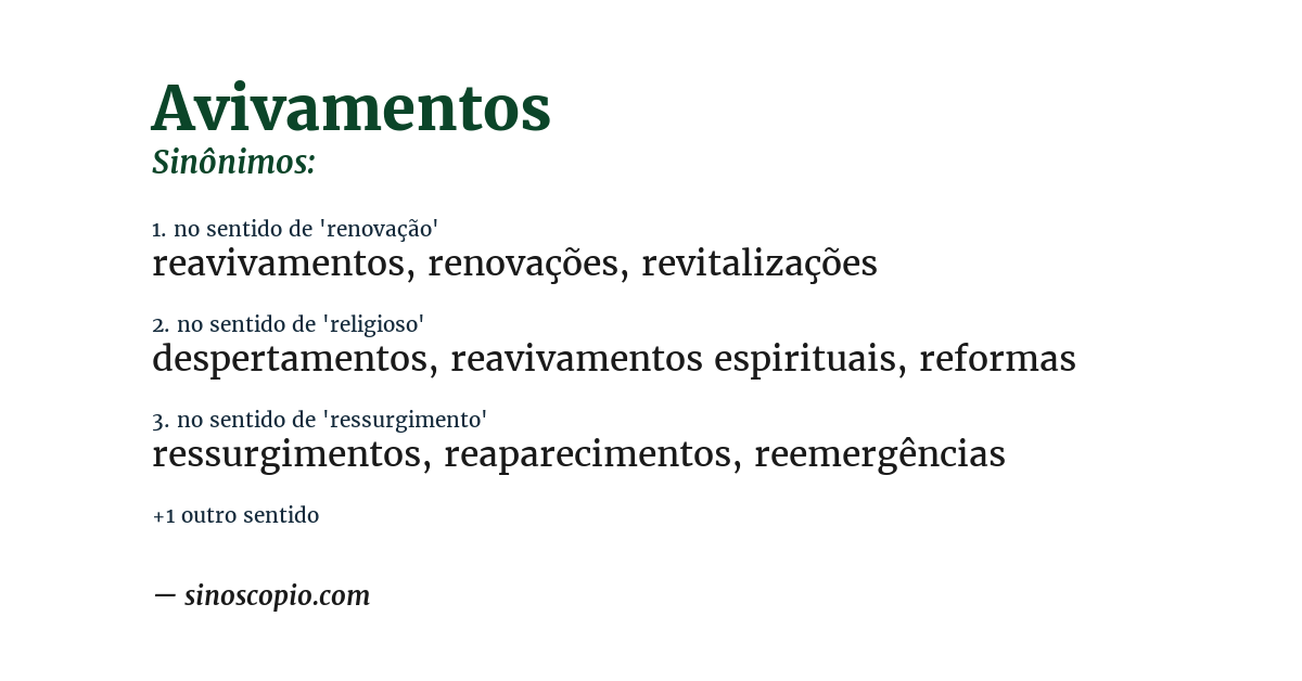 Sinônimo de avivamentos