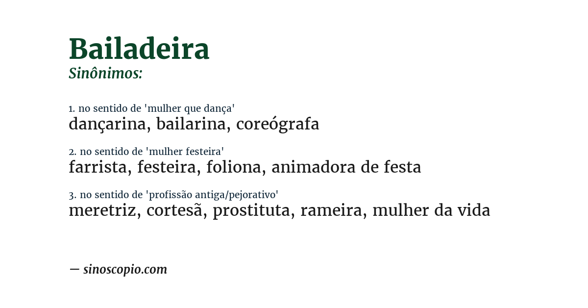 Sinônimo de bailadeira