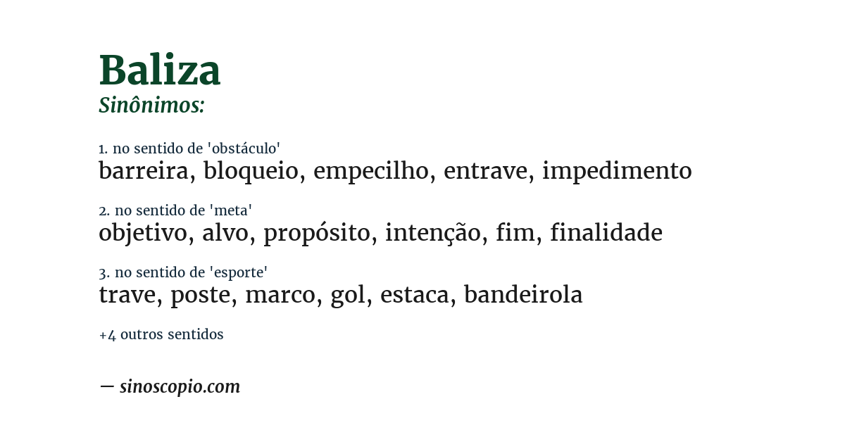 Sinônimo de baliza