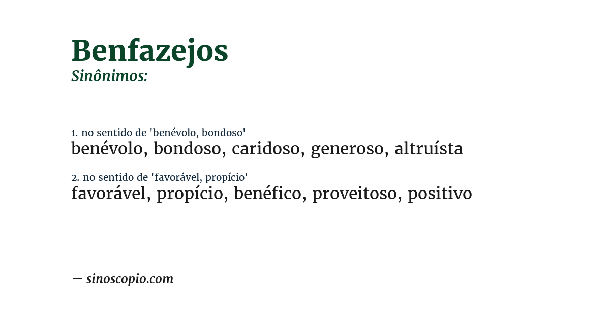 Sinônimo de benfazejos
