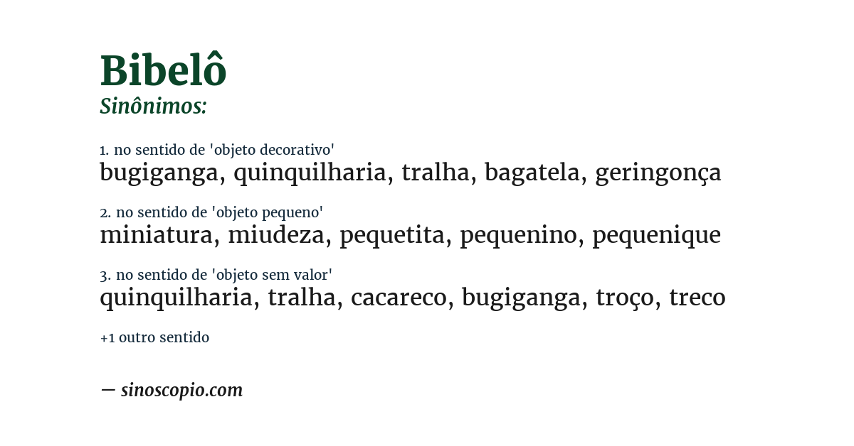 Sinônimo de bibelô