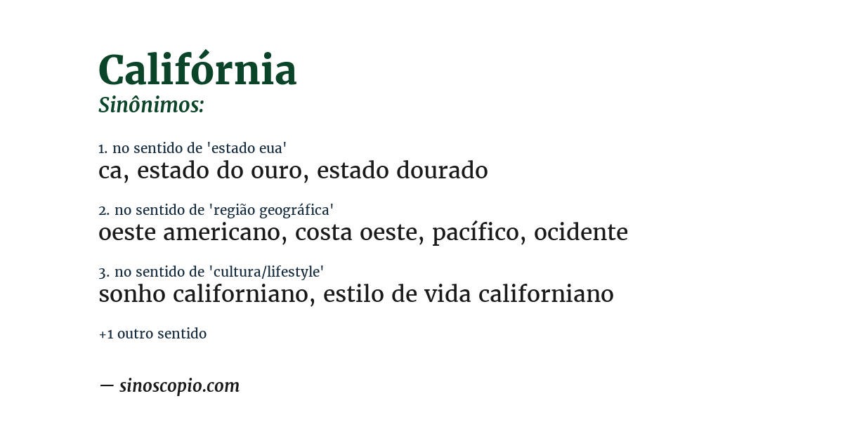 Sinônimo de califórnia