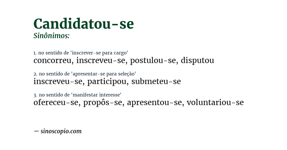 Sinônimo de candidatou-se