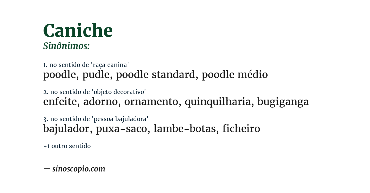 Sinônimo de caniche