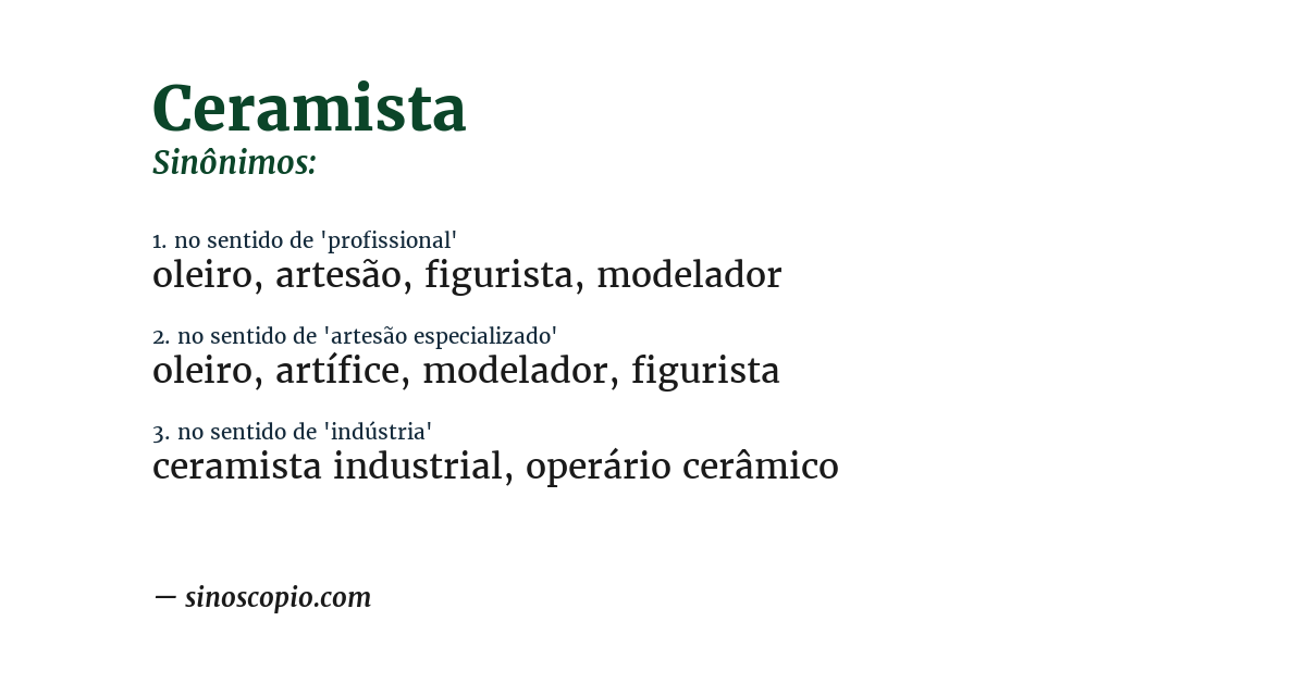 Sinônimo de ceramista