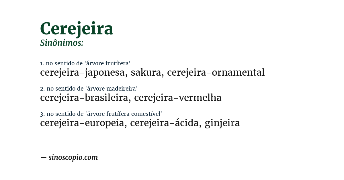 Sinônimo de cerejeira