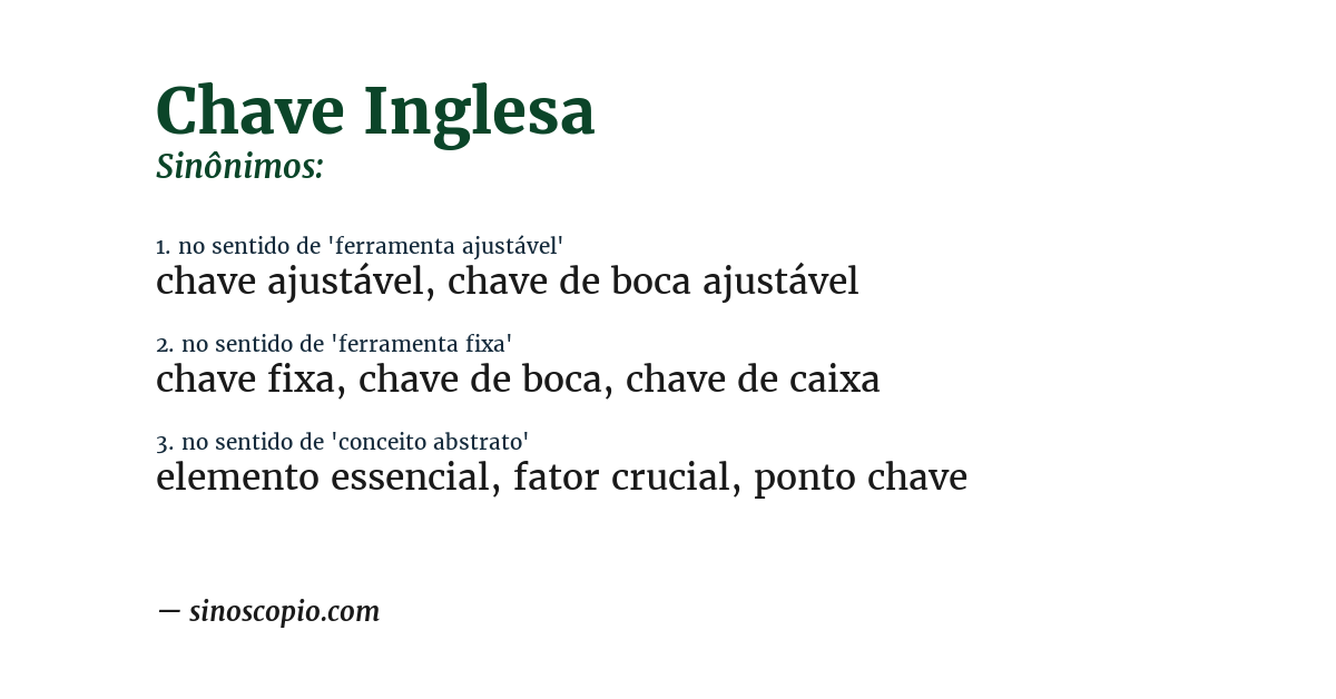 Sinônimo de chave inglesa