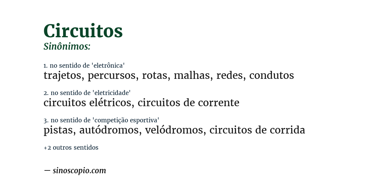 Sinônimo de circuitos