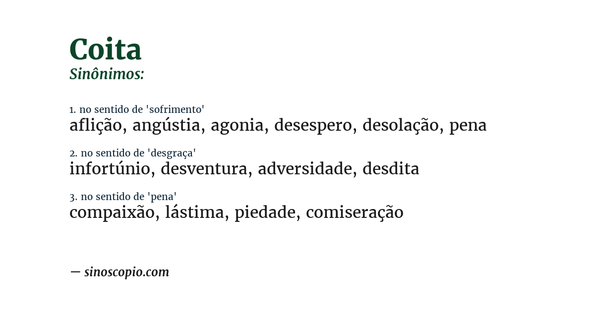Sinônimo de coita