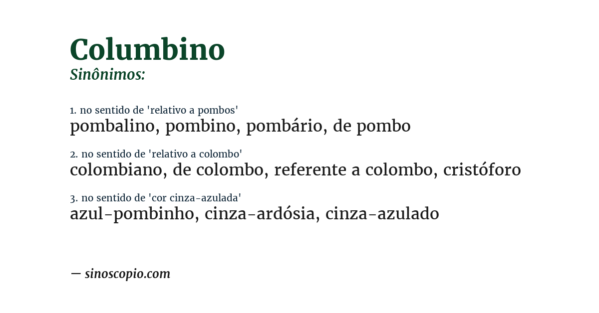 Sinônimo de columbino