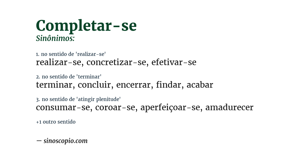 Sinônimo de completar-se