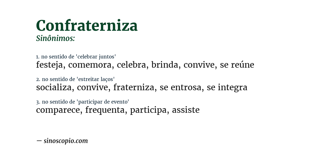 Sinônimo de confraterniza
