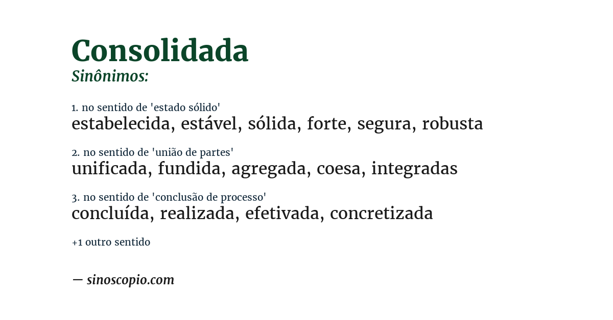 Sinônimo de consolidada