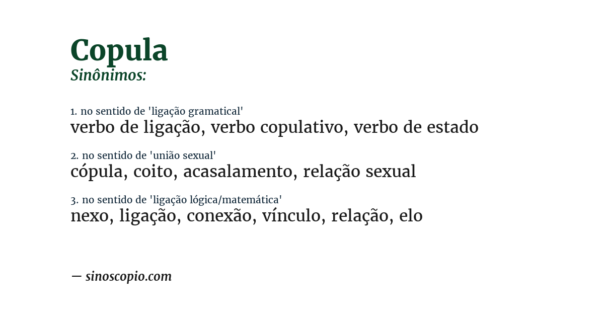 Sinônimo de copula