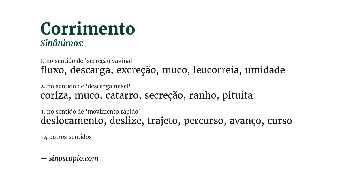 Sinônimo de corrimento
