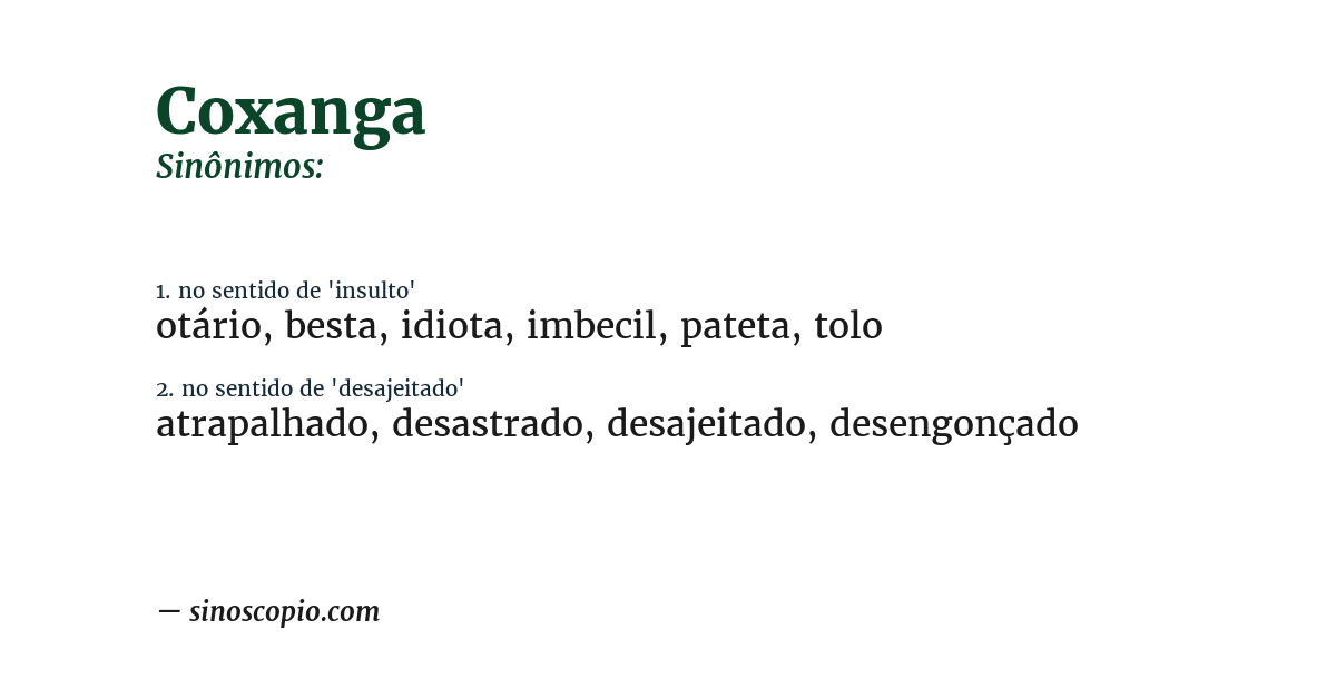 Sinônimo de coxanga