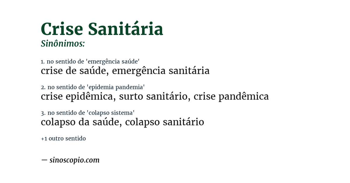 Sinônimo de crise sanitária