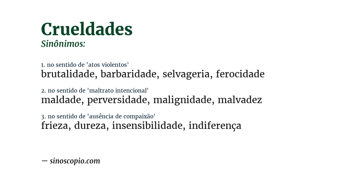 Sinônimo de crueldades