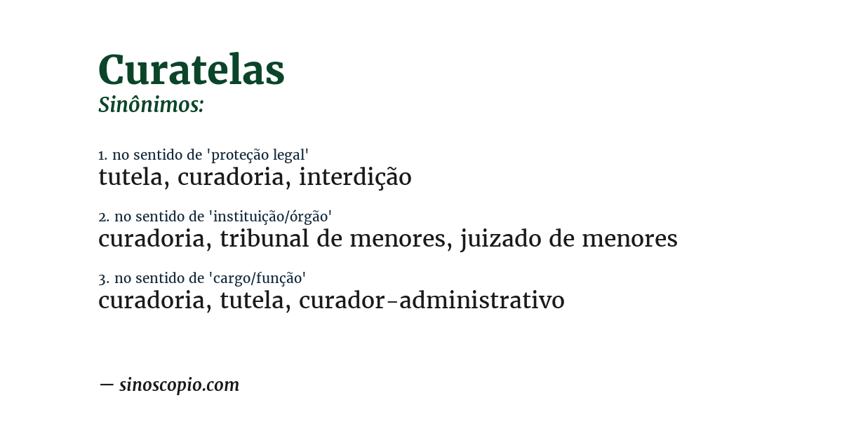 Sinônimo de curatelas
