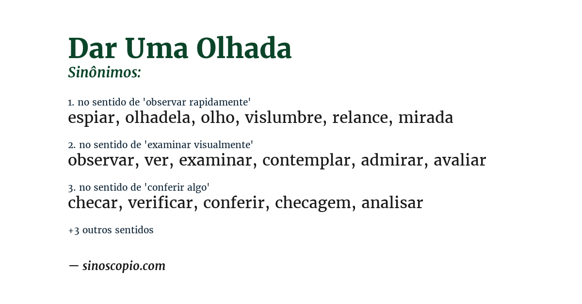 Sinônimo de dar uma olhada