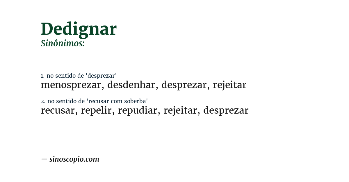 Sinônimo de dedignar