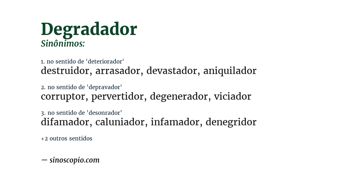 Sinônimo de degradador