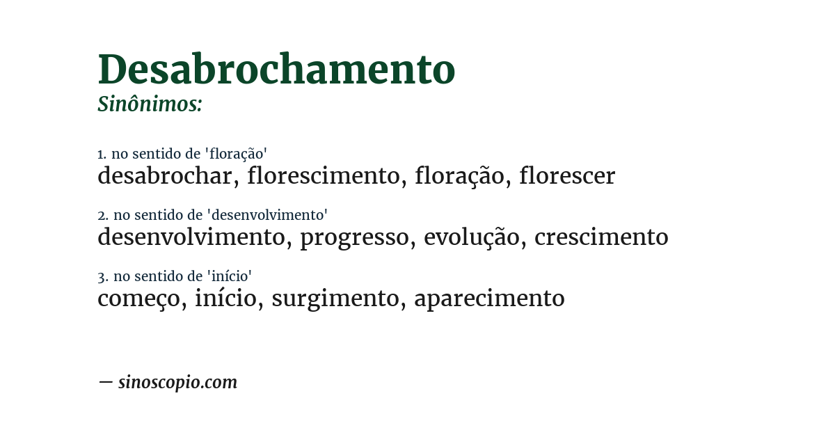 Sinônimo de desabrochamento