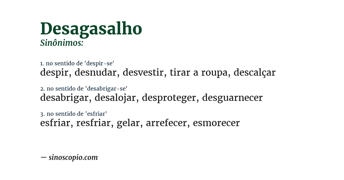 Sinônimo de desagasalho