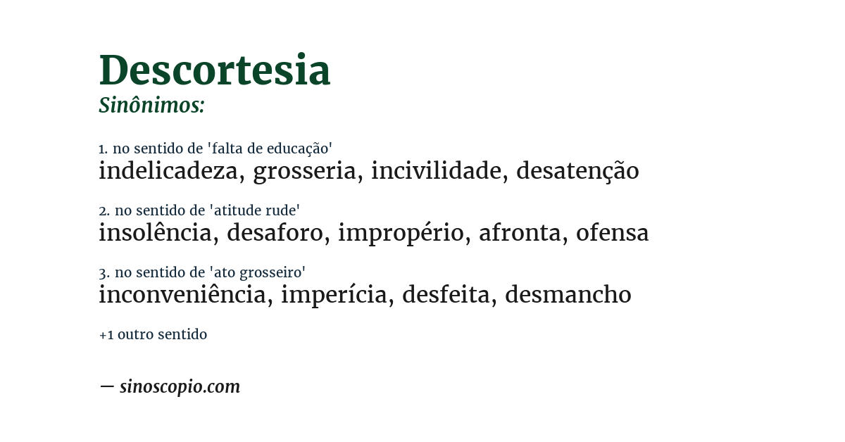 Sinônimo de descortesia