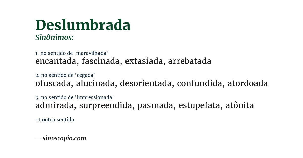 Sinônimo de deslumbrada