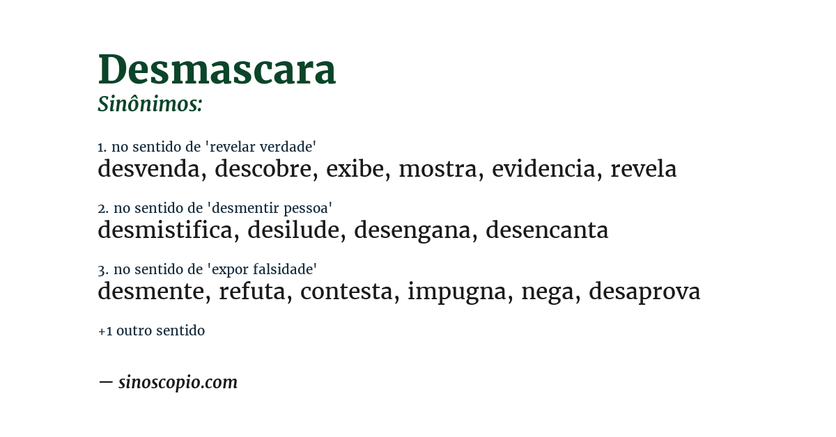 Sinônimo de desmascara
