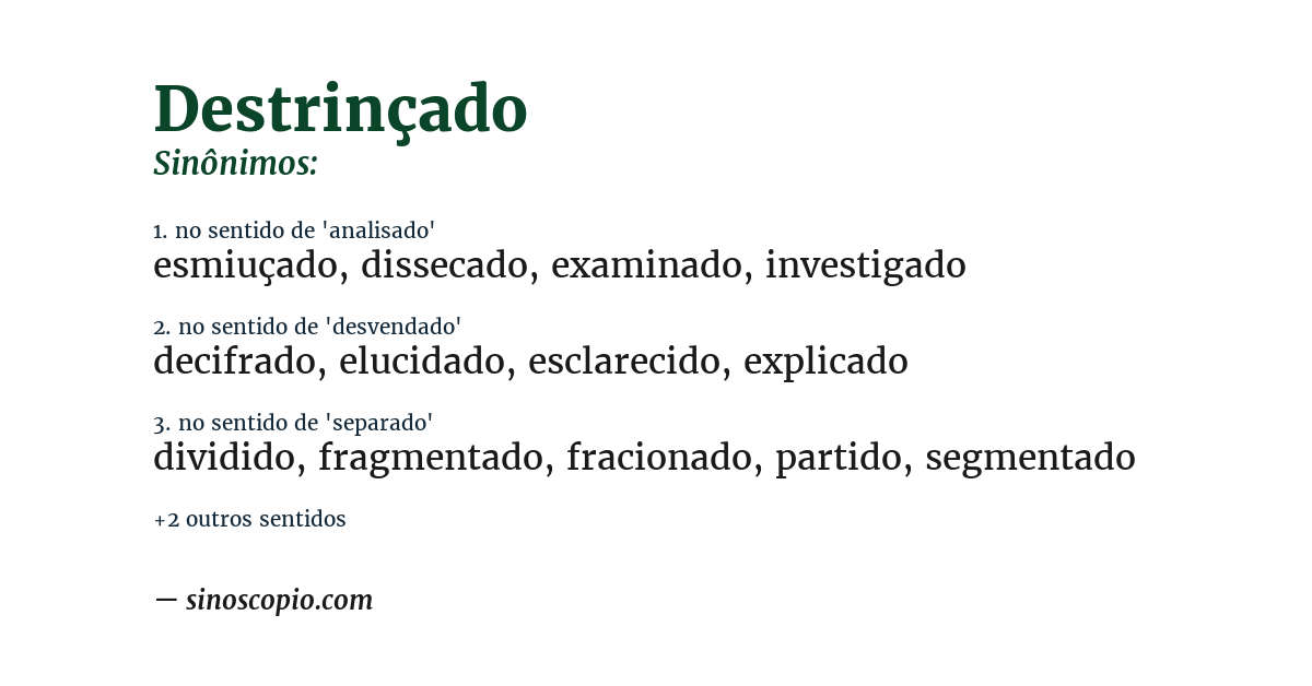 Sinônimo de destrinçado