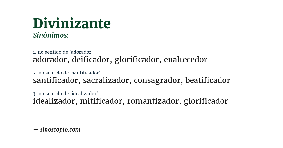 Sinônimo de divinizante