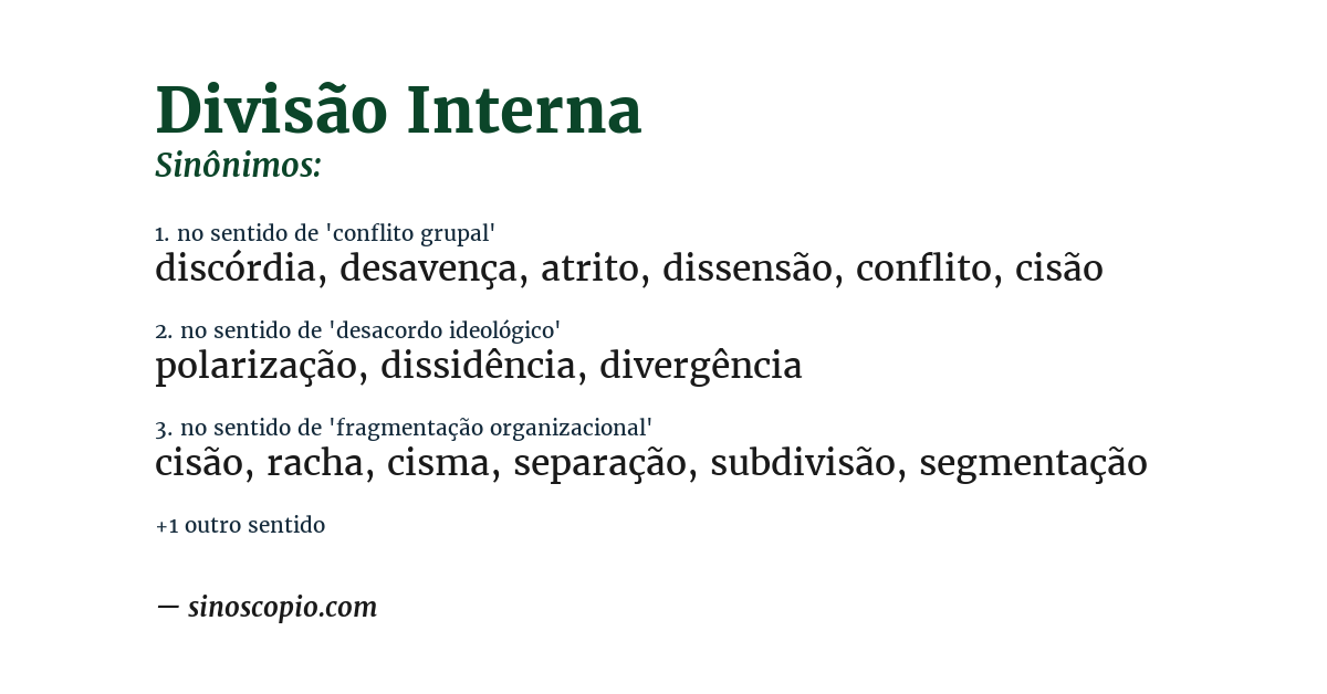 Sinônimo de divisão interna
