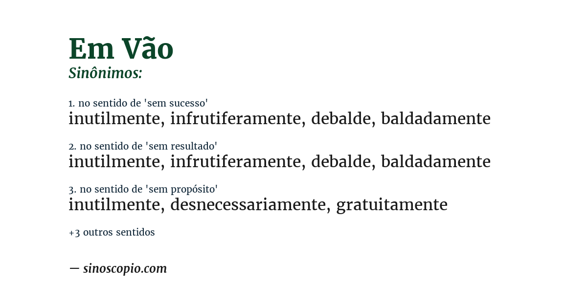 Sinônimo de em vão