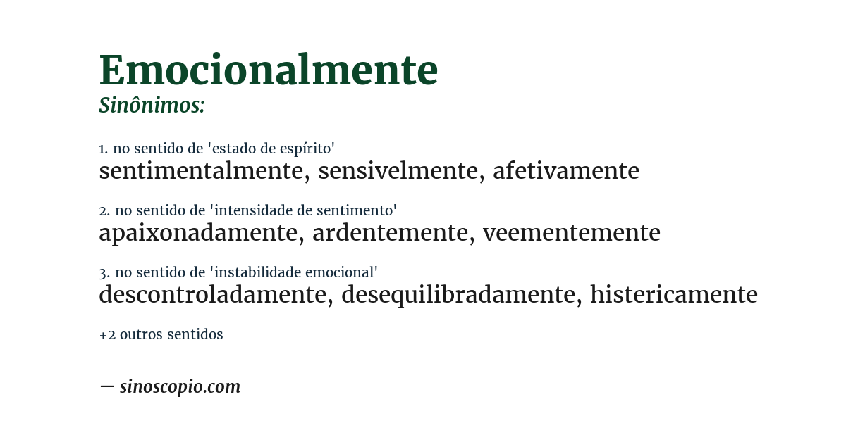 Sinônimo de emocionalmente