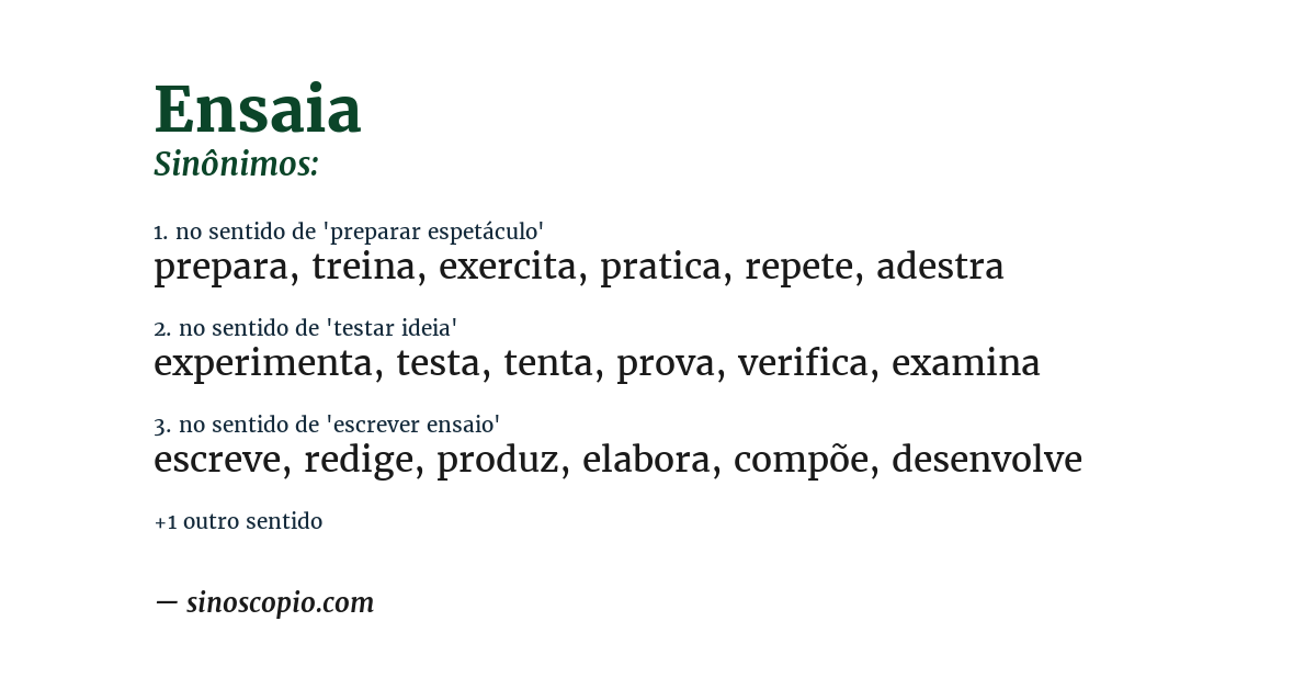 Sinônimo de ensaia